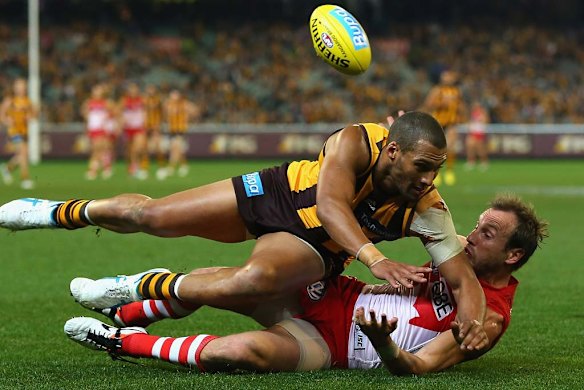 Hawthorn beat Sydney twice in 2013, following their loss to the Swans in the previous year's grand final. The margin was 37 points in round seven at the MCG, but only two points at Sydney's Stadium Australia in round 23.