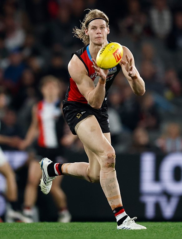 Tough night: Saints ruckman Tom De Koning.