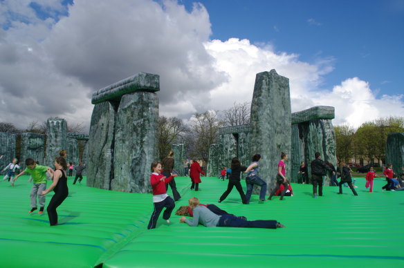 Deller’s inflatable Stonehenge installation, <i>Sacrilege</i>, 2012.
