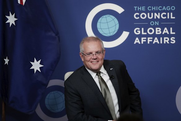 Prime Minister Scott Morrison delivers the keynote speech to the Chicago Council on Global Affairs, during Prime Minister Scott Morrison's state visit to the United States of America, in Chicago.