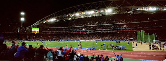 Cathy Freeman finishing her 400m final at the Olympic Stadium during the Sydney Olympic Games in 2000
