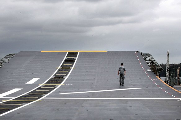 Able Seaman Robert Brook on the flight deck.