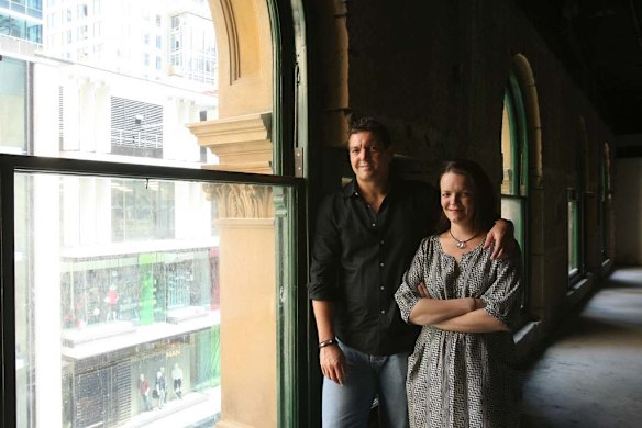 The concrete box ... Justin and Georgia North before they started the fit-out.