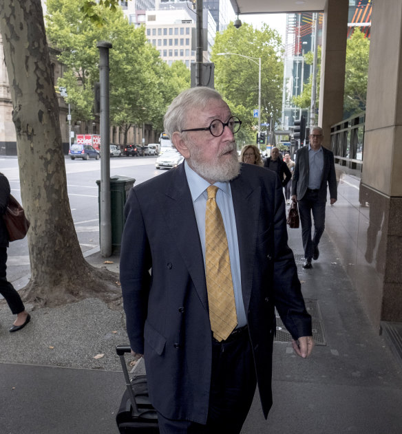 Robert Richter, QC, arrives at Melbourne Magistrates Court this month.