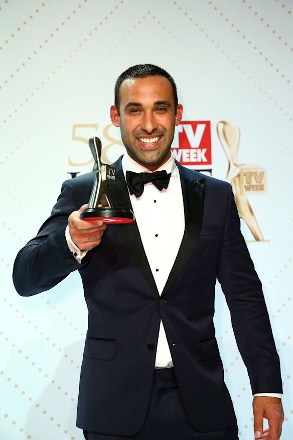 Adam Dovile from <i>Better Homes and Gardens</i> with the Logie for Best New Talent.