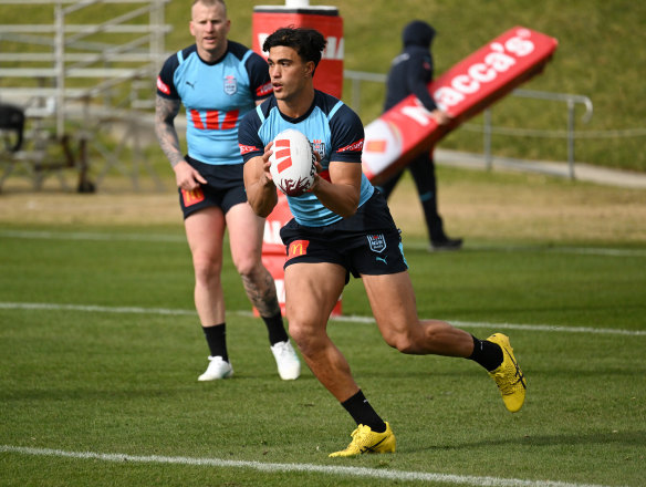 NSW have brought the suspended Joseph Suaalii into camp to play the role of Reece Walsh in opposed training drills.