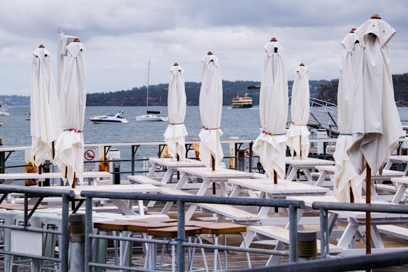 Restaurants and bars on Manly Wharf have closed. After the COVID-19 outbreak in Avalon, the Northern Beaches have been placed back into lockdown.