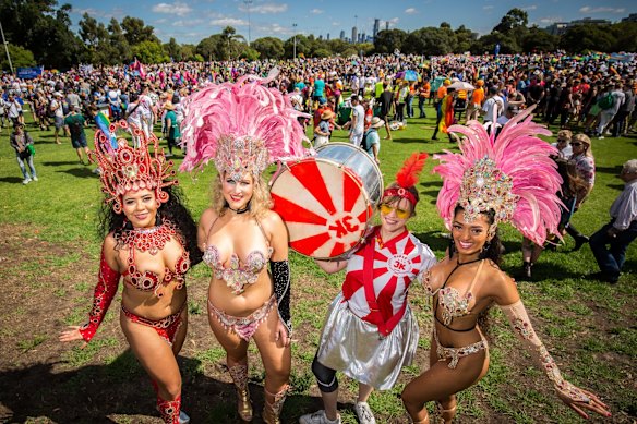 Members of the Latin American and Hispanic Rainbow Community take part in this year's Pride March.