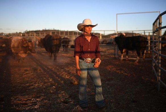 Stock Contractor Dakota Brandenburg, 25, at the Mount Isa Mines Rodeo in Mount Isa, is one of very few female rodeo stock contractors in the world. Dakota comes from family with a rich rodeo history - her father Darren "Brandy" Brandenburg is a former Australian Bull Riding Champion and All Round Champion cowboy while her mother Bridget is also an Australian champion in All Round Cowgirl and Barrel Racing. The Brandenburgs are one of Australia's leading stock contractors, breeding and supplying bulls for Professional Bull Riding events across New South Wales, the Northern Territory and Queensland, including the Mount Isa Mines Rodeo, the largest rodeo in the Southern Hemisphere.
