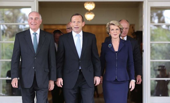 Tony Abbott is sworn in as Australia's 28th Prime Minister by Governor-General Quentin Bryce at Government House in Canberra.