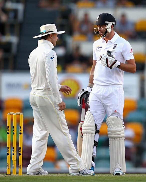 Michael Clarke and Jimmy Anderson have a word.