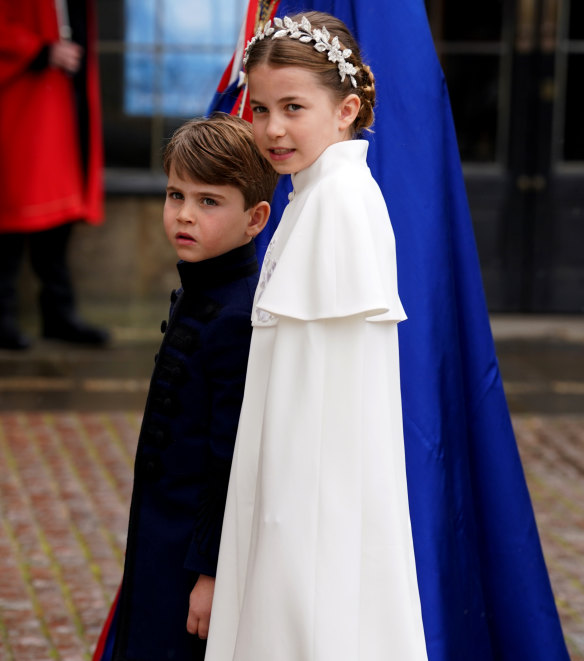 Princess Charlotte and Prince Louis arriving at Westminster Abbey.