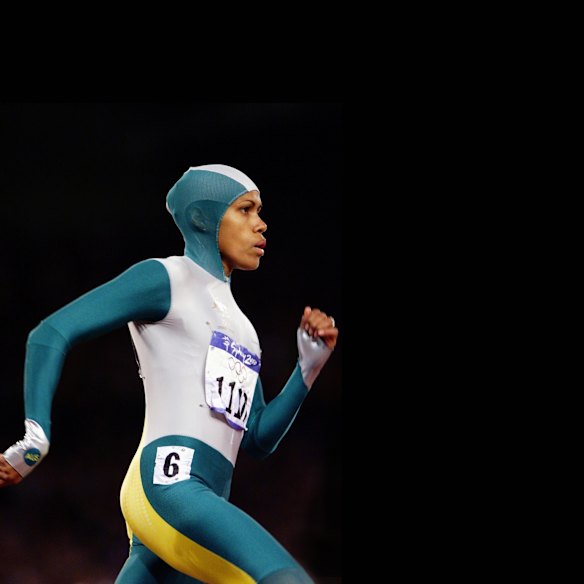 Cathy Freeman on her way to winning the women's 400 metres.

