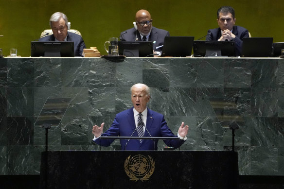 US President Joe Biden addresses the 78th session of the United Nations General Assembly.