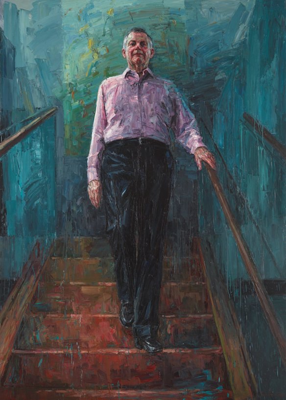 Jun Chen, 'The art dealer: Philip Bacon'. Oil on canvas, 228 x 163 cm. © the artist