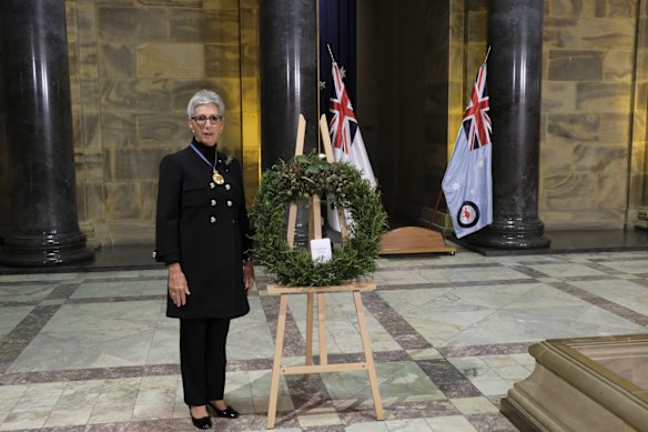 2020 Anzac Day Dawn Service Her Excellency the Hon Linda Dessau AC, Governor of Victoria.