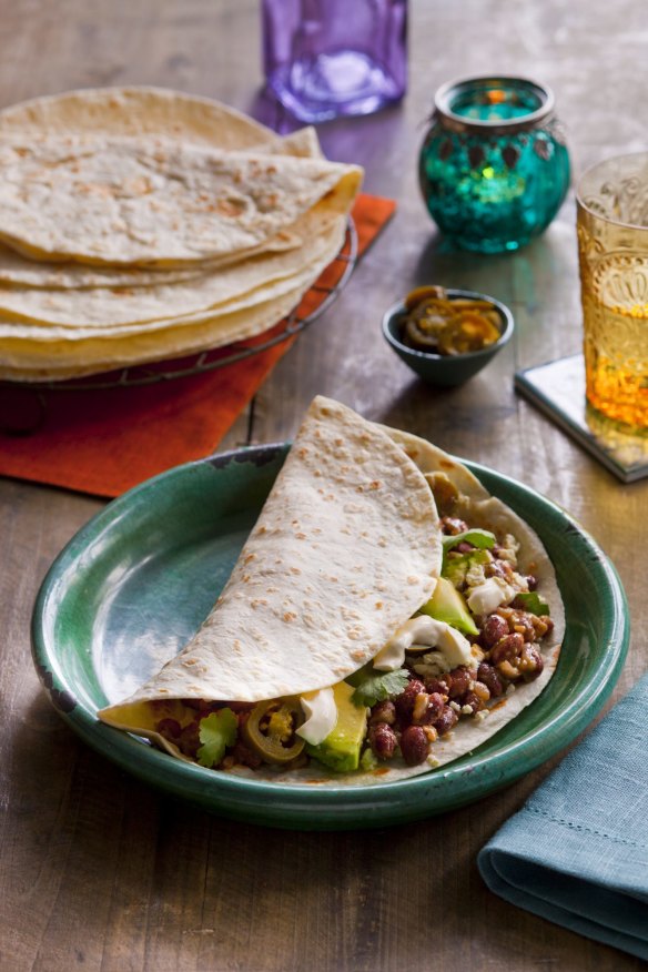 Baleadas with red beans and feta.