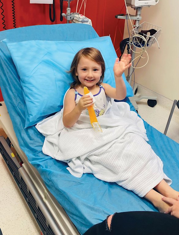 Four year old Cleo Smith in hospital after her rescue in Carnarvon, Western Australia.