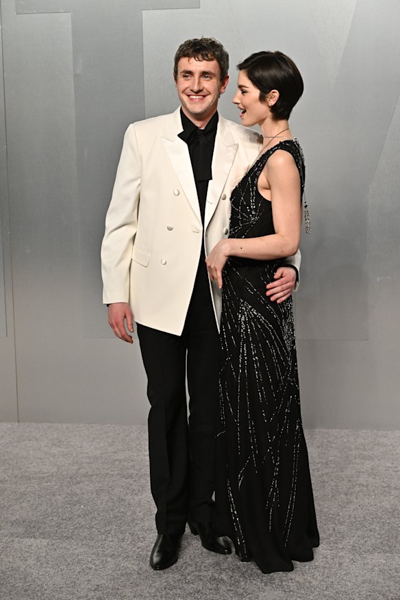 Paul Mescal and Gracie Abrams arrive at the Vanity Fair Oscar Party.