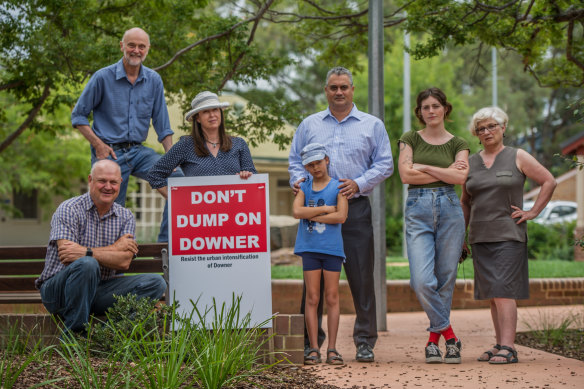 Downer Community Association convenor Miles Boak, pictured above (far left), with residents concerned about the future of their suburb