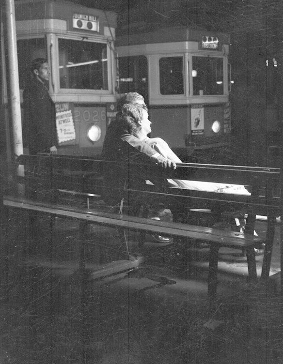 A couple waiting for their tram in Sydney in March 1955.
