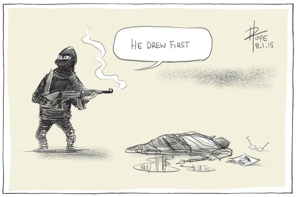 David Pope's Charlie Hebdo cartoon, that resonated around the world on January 8, 2015. 