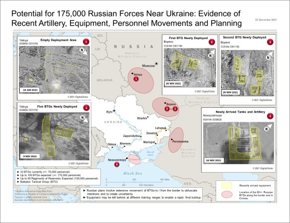 An unclassified US intelligence document on Russian military movement. 