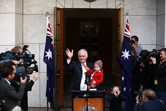Out going Prime Minister Malcolm Turnbull speaks to the media after a leadership spill at Parliament House in Canberra.