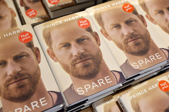 Copies of Prince Harry’s new book Spare.