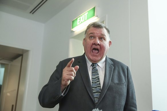 Crossbench MP Craig Kelly during a doorstop interview on Wednesday, the day after he quit the Liberal Party.