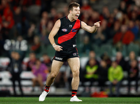 Zach Merrett and his Bombers are unlikely to have much support from loyal fans at GMHBA Stadium on Saturday. 