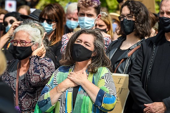 Women rally against the governments reaction to alleged sexual assault against women by politicians and political staffers and the toxic masculinity that is said is exist at Parliament house.