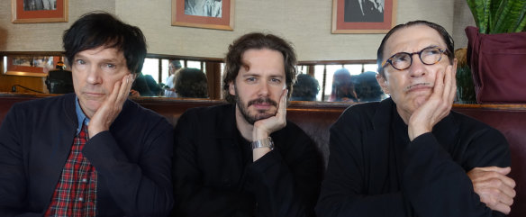 From left, Russell Mael, director Edgar Wright and Ron Mael have made a documentary about Sparks’ off-centre musical career.