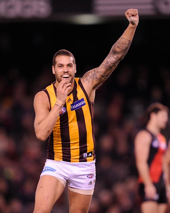 Franklin returned from an injury break to grab 19 possessions and eight goals against Essendon in round 18, 2013.