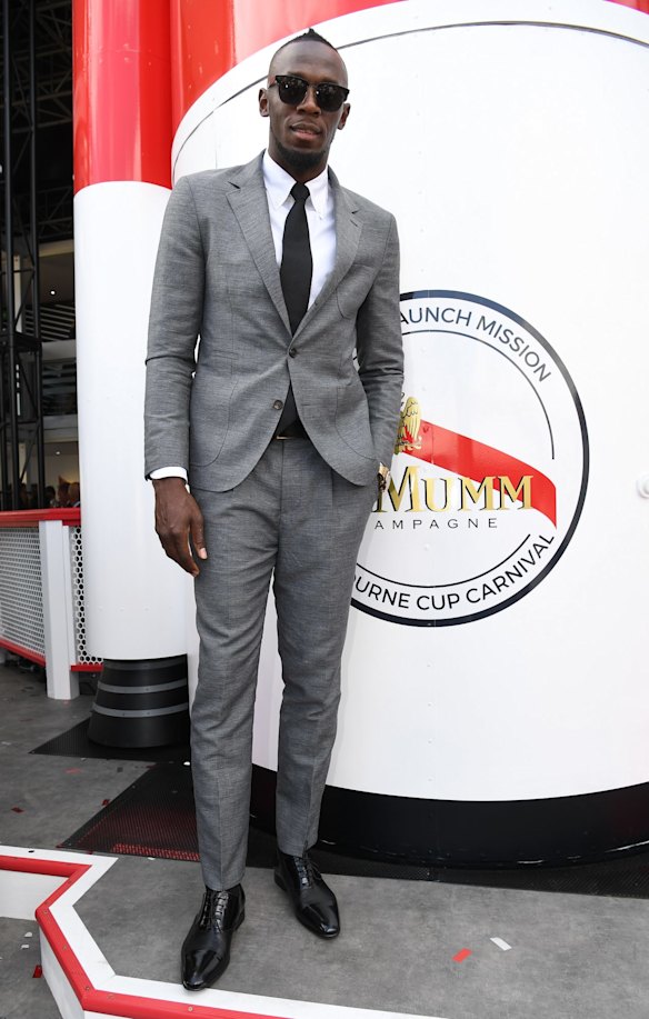 Usain Bolt at the Mumm marquee in The Birdcage on Derby Day 2018.