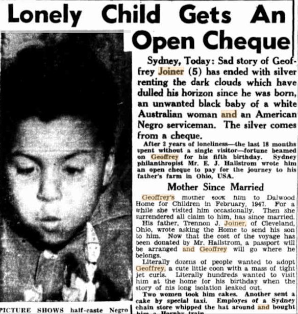 Known as the world’s loneliest child, or the lonely boy, Geoffrey Joiner was left at Dalwood Children’s Home. 