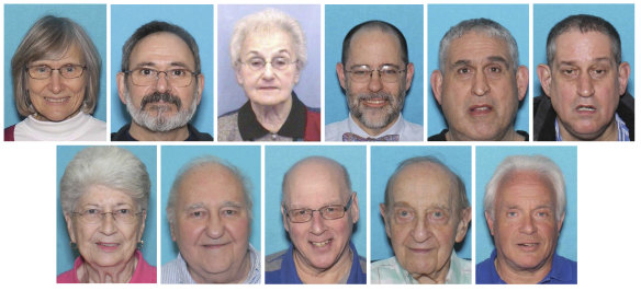 The victims of theTree of Life synagogue shooting. Top row, from left: Joyce Fienberg, Richard Gottfried, Rose Mallinger, Jerry Rabinowitz, Cecil Rosenthal, and David Rosenthal; Bottom row, from left, Bernice Simon, Sylvan Simon, Dan Stein, Melvin Wax, and Irving Younger.