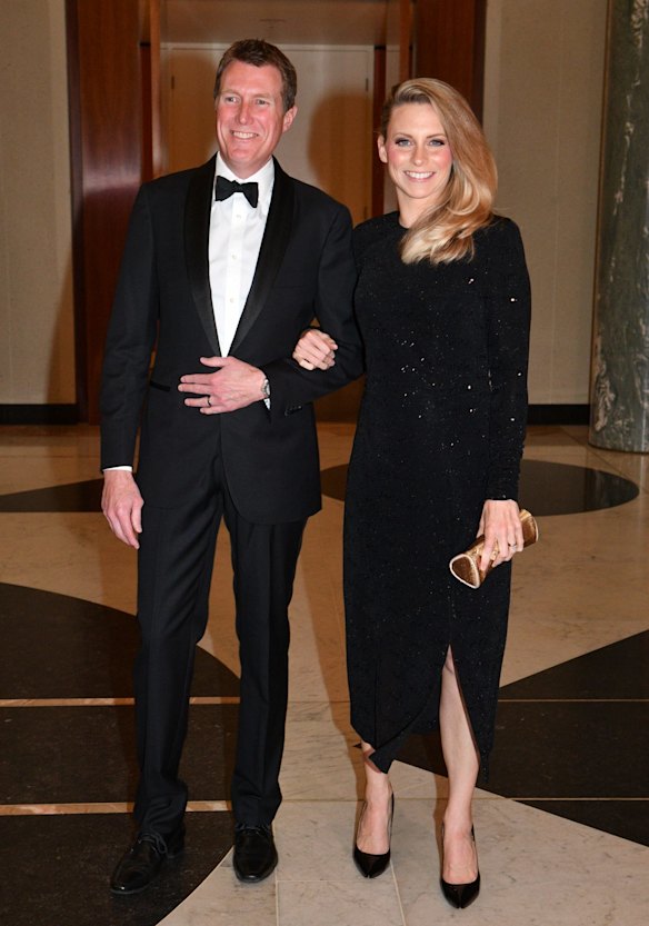 Attorney-General Christian Porter and wife Jennifer arrive for the annual Mid Winter Ball at Parliament House in Canberra, Wednesday, September 12, 2018.