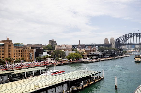 Thousands wait for the the fireworks on Circular Quay.