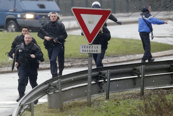The two main suspects in the weekly satirical newspaper Charlie Hebdo killings were sighted on Friday in the northern French town of Dammartin-en-Goele where at least one person had been taken hostage.