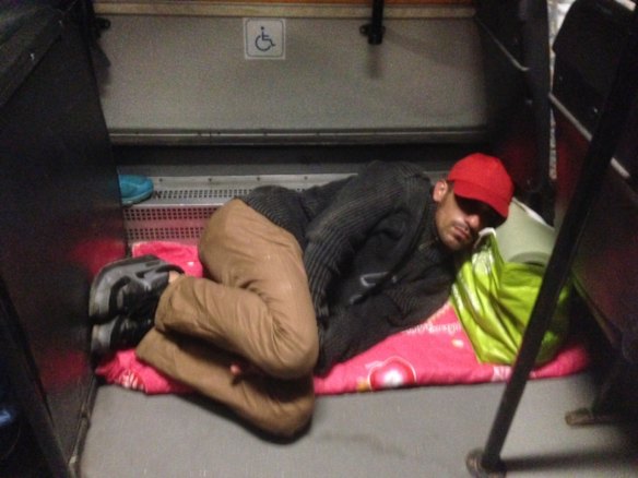 Migrants board buses said to be bound for Austria outside Keleti station in central Budapest, Hungary.