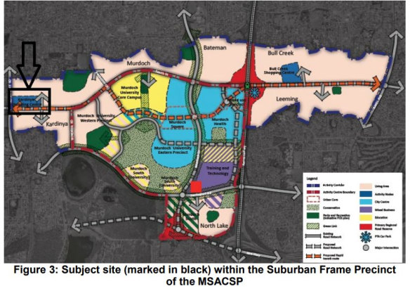 Murdoch centre planning framework showing Kardinya as the urban "frame", requiring its own district-level planning. 