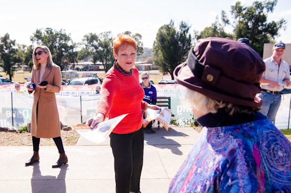 One Nation leader federal leader Pauline Hanson, campaigning for Dale McNamara in Muswellbrook. One Nation nearly unseated federal Hunter MP Joel Fitzgibbon in the last federal election.
