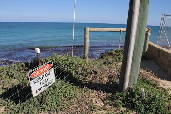 Now that the road between homes and the beach is gone, not only is private property under threat but also infrastructure such as power lines.
