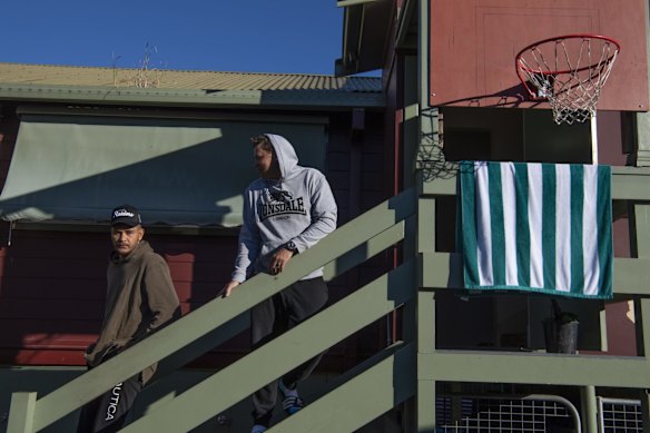 Dylan ladmore with Jamie Donovan at Oolong House, the Oolong Aboriginal Corporation, addiction treatment centre. 