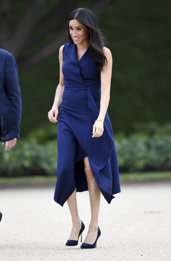 The navy dress, from a Sydney designer.