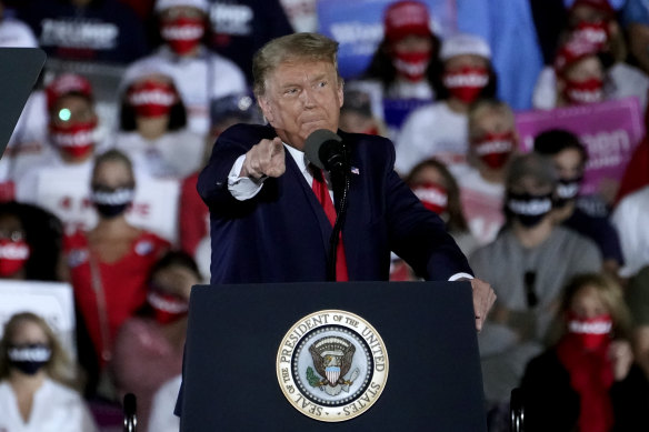 Donald Trumps speaks at a rally in Georgia on Friday night. 