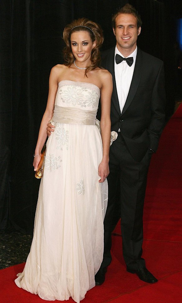 Rebecca Twigley and Chris Judd at the 2006 Brownlow Medal. Bec wore a gown by Perth designer Aurelio Costarella.