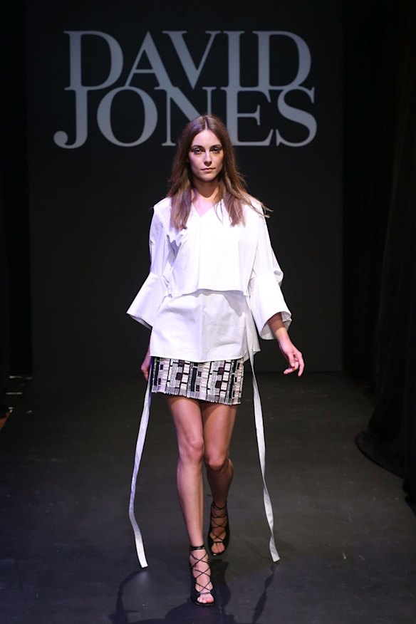 A model showcases designs by Christopher Esber.