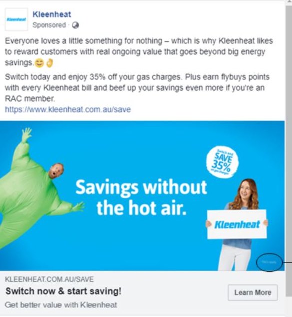 A Facebook post advertising the monthly energiser plan.